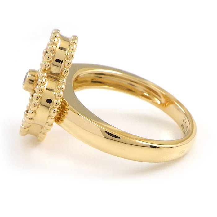 ヴァンクリーフ＆アーペル Van Cleef & Arpels リング ヴィンテージアルハンブラ VCARO3QM49 マラカイト 1ポイント ダイヤモンド 0.05ct K18YG 9号 / #49 【中古】