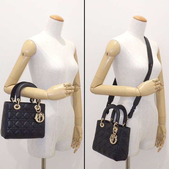 ディオール Dior ハンドバッグ レディディオール My ABCDior スモール M0538ONGE ブラック カナージュラムスキン ゴールド金具 【中古】