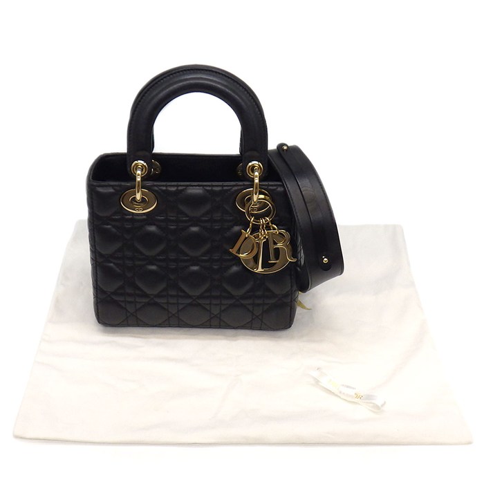 ディオール Dior ハンドバッグ レディディオール My ABCDior スモール M0538ONGE ブラック カナージュラムスキン ゴールド金具 【中古】