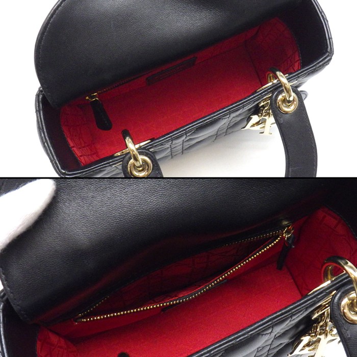 ディオール Dior ハンドバッグ レディディオール My ABCDior スモール M0538ONGE ブラック カナージュラムスキン ゴールド金具 【中古】