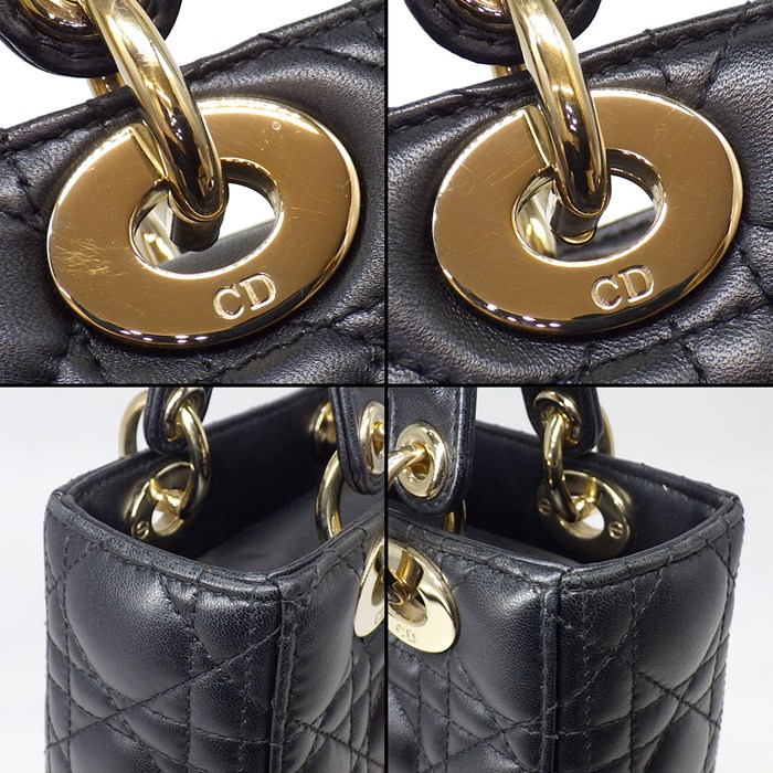ディオール Dior ハンドバッグ レディディオール My ABCDior スモール M0538ONGE ブラック カナージュラムスキン ゴールド金具 【中古】