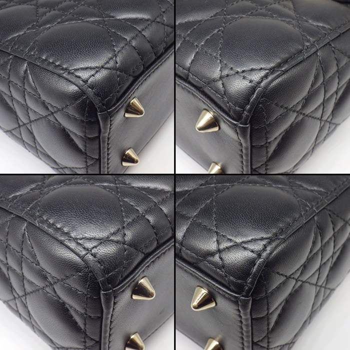 ディオール Dior ハンドバッグ レディディオール My ABCDior スモール M0538ONGE ブラック カナージュラムスキン ゴールド金具 【中古】