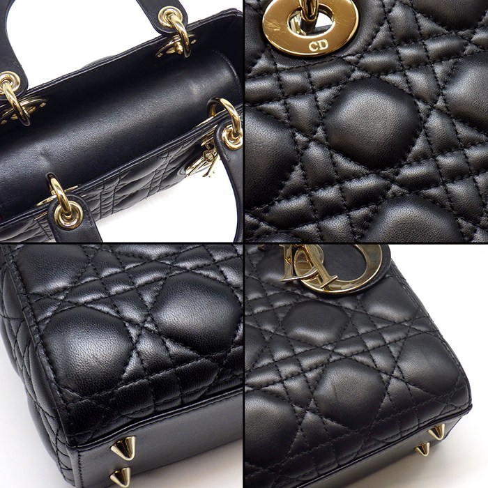 ディオール Dior ハンドバッグ レディディオール My ABCDior スモール M0538ONGE ブラック カナージュラムスキン ゴールド金具 【中古】