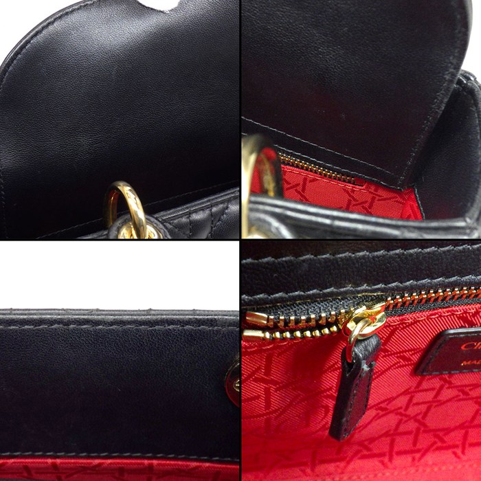 ディオール Dior ハンドバッグ レディディオール My ABCDior スモール M0538ONGE ブラック カナージュラムスキン ゴールド金具 【中古】