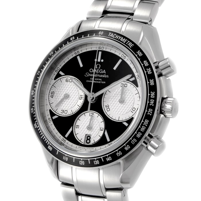 【新品・5年保証】オメガ OMEGA 腕時計 スピードマスター レーシング 326.30.40.50.01.002 コーアクシャル クロノメーター デイト クロノグラフ タキメーター スモールセコンド 夜光 クルドパリ ブラック/シルバー文字盤 SS アルミニウム 自動巻き 【箱・保付き】