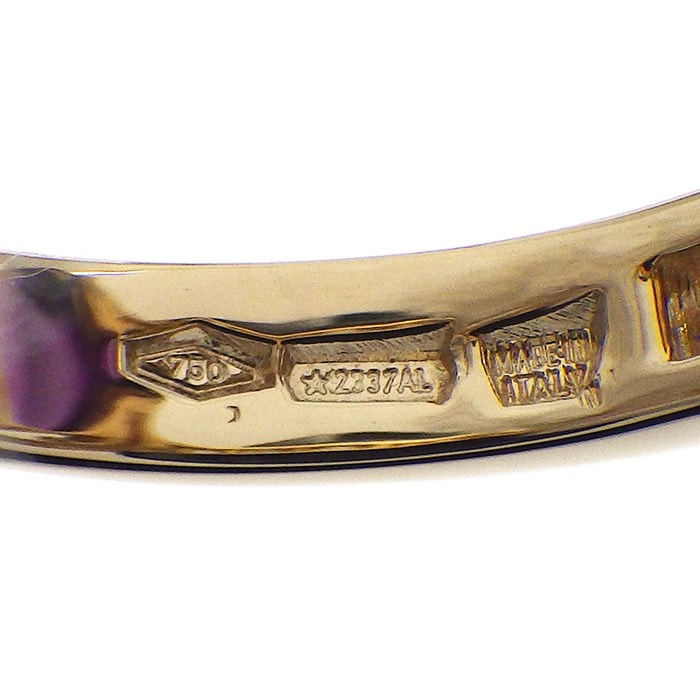 ブルガリ BVLGARI リング エリシア オーバル カボションカット アメジスト パヴェ ダイヤモンド K18YG 13号 【中古】