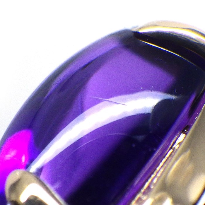 ブルガリ BVLGARI リング エリシア オーバル カボションカット アメジスト パヴェ ダイヤモンド K18YG 13号 【中古】