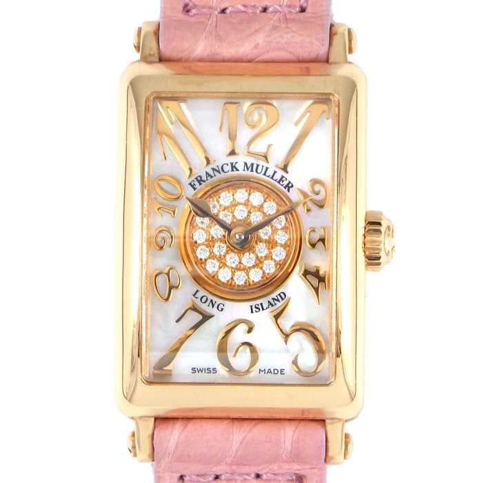 ★最終お値引き品★ 【フランクミュラー FRANCK MULLER】腕時計 ロングアイランド レリーフ 802QZRELMOPCD1P ダイヤ / ホワイトシェル 白 文字盤 25ポイント ダイヤモンド ホワイトシェル K18PG ピンク クロコダイルレザーベルト クオーツアナログ 【箱・保付き】 