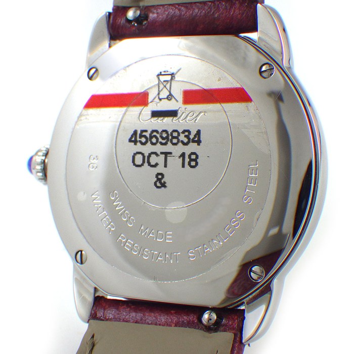カルティエ Cartier 腕時計 ロンドソロ WSRN0019 シルバー文字盤 ローマンインデックス レッド レザーベルト SS クオーツアナログ 【中古】