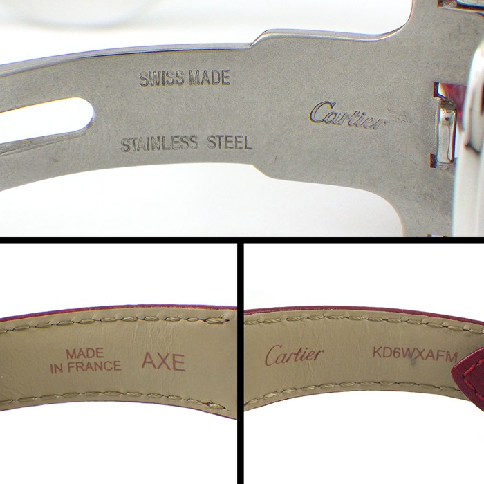カルティエ Cartier 腕時計 ロンドソロ WSRN0019 シルバー文字盤 ローマンインデックス レッド レザーベルト SS クオーツアナログ 【中古】