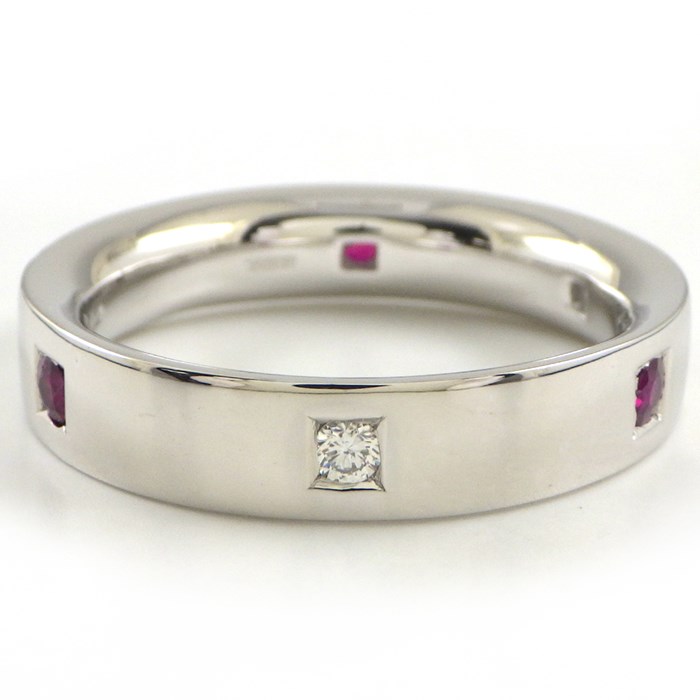 ダミアーニ DAMIANI リング 3ポイント ルビー 2ポイント ダイヤモンド K18WG 21号 【中古】