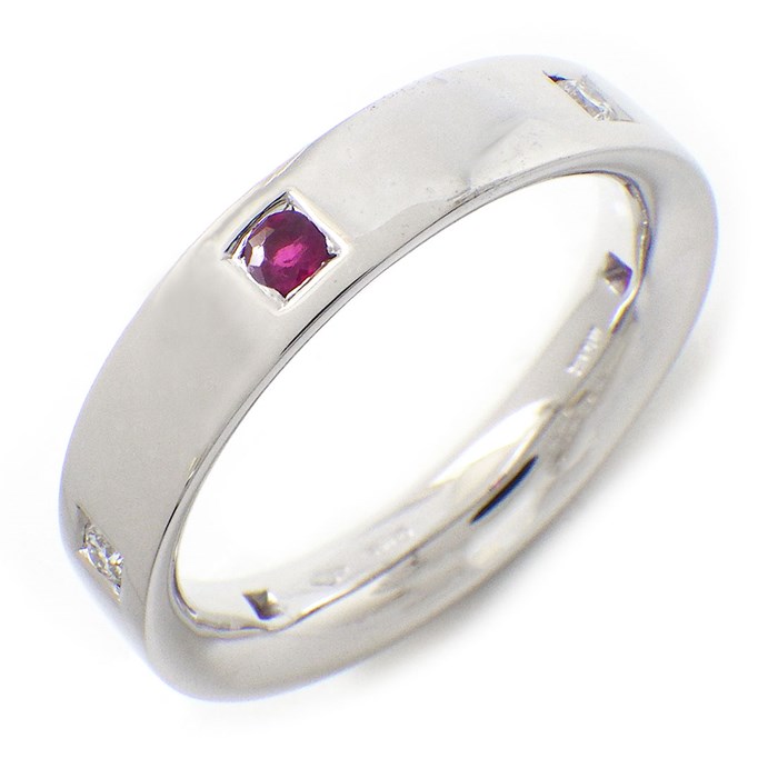 ダミアーニ DAMIANI リング 3ポイント ルビー 2ポイント ダイヤモンド K18WG 21号 【中古】