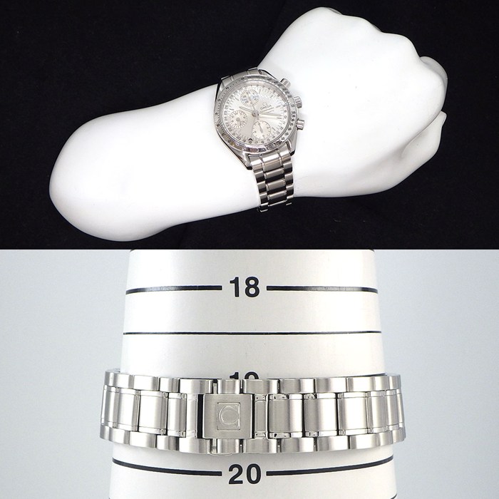 オメガ OMEGA 腕時計 スピードマスター デイデイト 3523.30.00 クロノグラフ タキメーター スモールセコンド 夜光インデックス 夜光針 サンレイ シルバー文字盤 SS 自動巻き 【OH済み】 【中古】