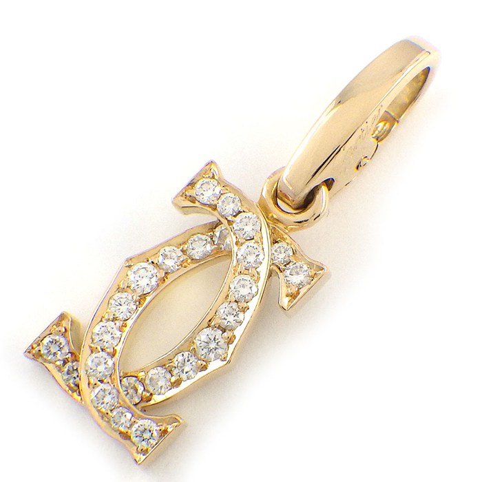 カルティエ Cartier チャーム ペンダントトップ アントルラセ 2C C2 B3010200 ロゴ パヴェ ダイヤモンド K18YG 【箱・保付き】 【中古】