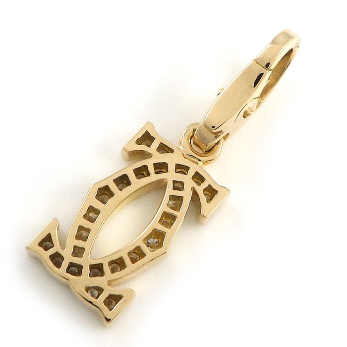 カルティエ Cartier チャーム ペンダントトップ アントルラセ 2C C2 B3010200 ロゴ パヴェ ダイヤモンド K18YG 【箱・保付き】 【中古】