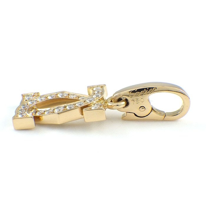 カルティエ Cartier チャーム ペンダントトップ アントルラセ 2C C2 B3010200 ロゴ パヴェ ダイヤモンド K18YG 【箱・保付き】 【中古】