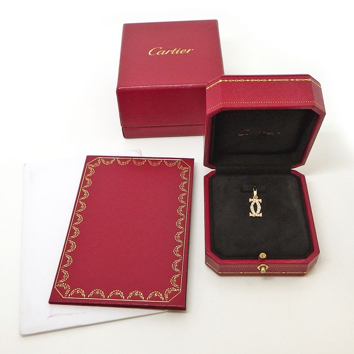 カルティエ Cartier チャーム ペンダントトップ アントルラセ 2C C2 B3010200 ロゴ パヴェ ダイヤモンド K18YG 【箱・保付き】 【中古】
