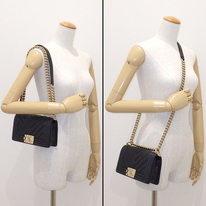 シャネル CHANEL ショルダーバッグ ボーイシャネル20 スモール ハンドバッグ A67085 ブラック キャビアスキン ゴールド金具 【中古】