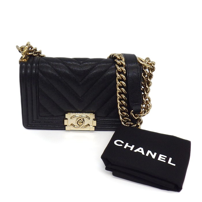 シャネル CHANEL ショルダーバッグ ボーイシャネル20 スモール ハンドバッグ A67085 ブラック キャビアスキン ゴールド金具 【中古】