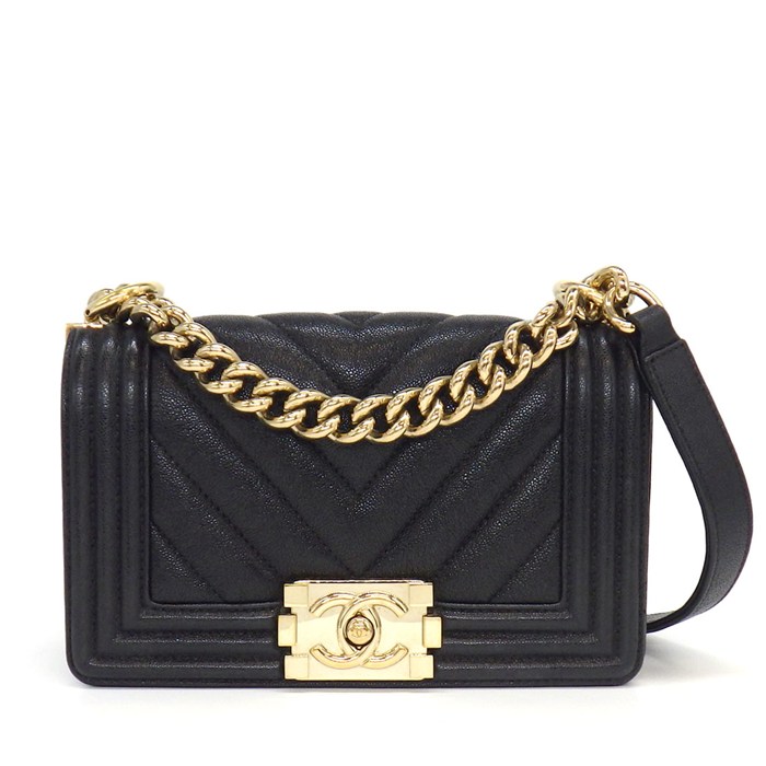 シャネル CHANEL ショルダーバッグ ボーイシャネル20 スモール ハンドバッグ A67085 ブラック キャビアスキン ゴールド金具 【中古】