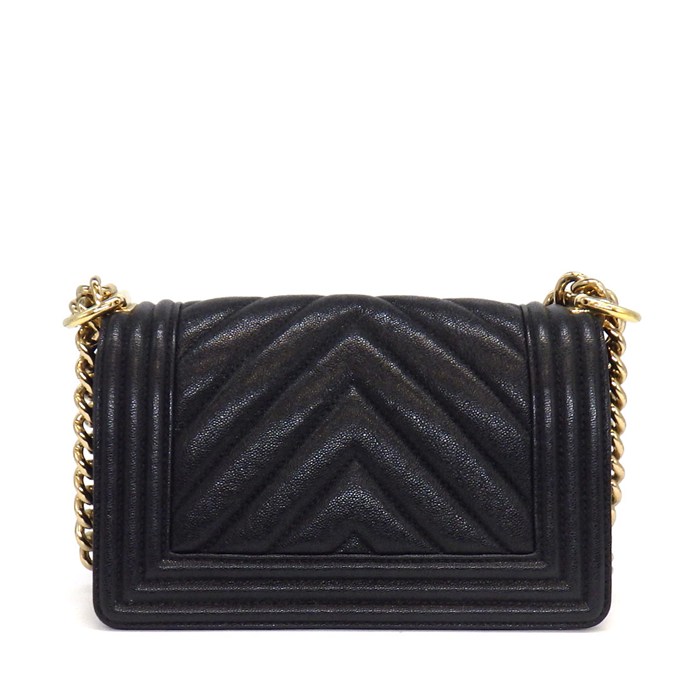シャネル CHANEL ショルダーバッグ ボーイシャネル20 スモール ハンドバッグ A67085 ブラック キャビアスキン ゴールド金具 【中古】