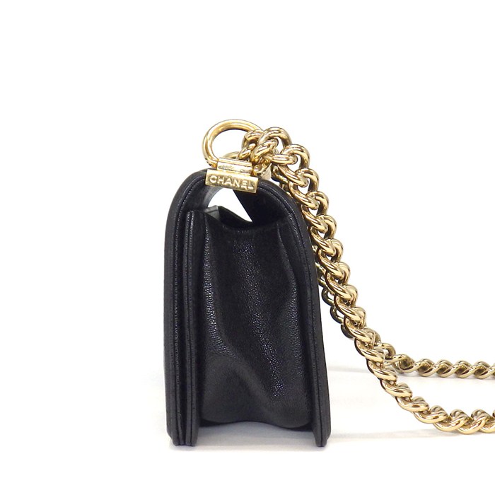 シャネル CHANEL ショルダーバッグ ボーイシャネル20 スモール ハンドバッグ A67085 ブラック キャビアスキン ゴールド金具 【中古】