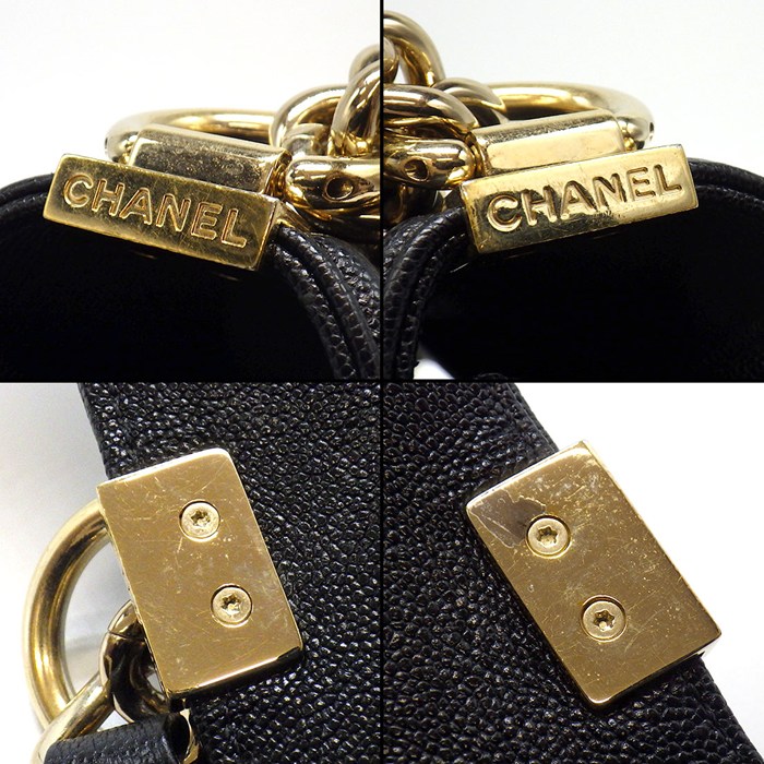 シャネル CHANEL ショルダーバッグ ボーイシャネル20 スモール ハンドバッグ A67085 ブラック キャビアスキン ゴールド金具 【中古】