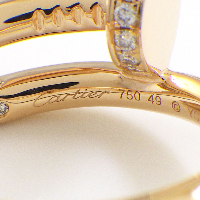 カルティエ Cartier リング ジュストアンクル クラシック B4094849 釘モチーフ 22ポイント ダイヤモンド 計0.13ct K18PG 9号 / #49 【中古】