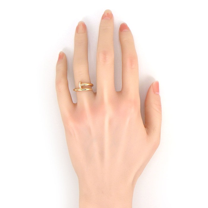 カルティエ Cartier リング ジュストアンクル クラシック B4094849 釘モチーフ 22ポイント ダイヤモンド 計0.13ct K18PG 9号 / #49 【中古】