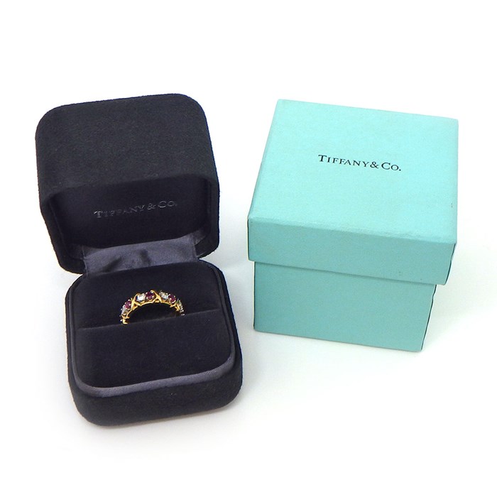 ティファニー Tiffany & Co. リング ジャン シュランバージェ 16ストーン 60696721 X 8ポイント ルビー 0.65ct 8ポイント ダイヤモンド 0.57ct K18YG PT950 11.5号 【中古】