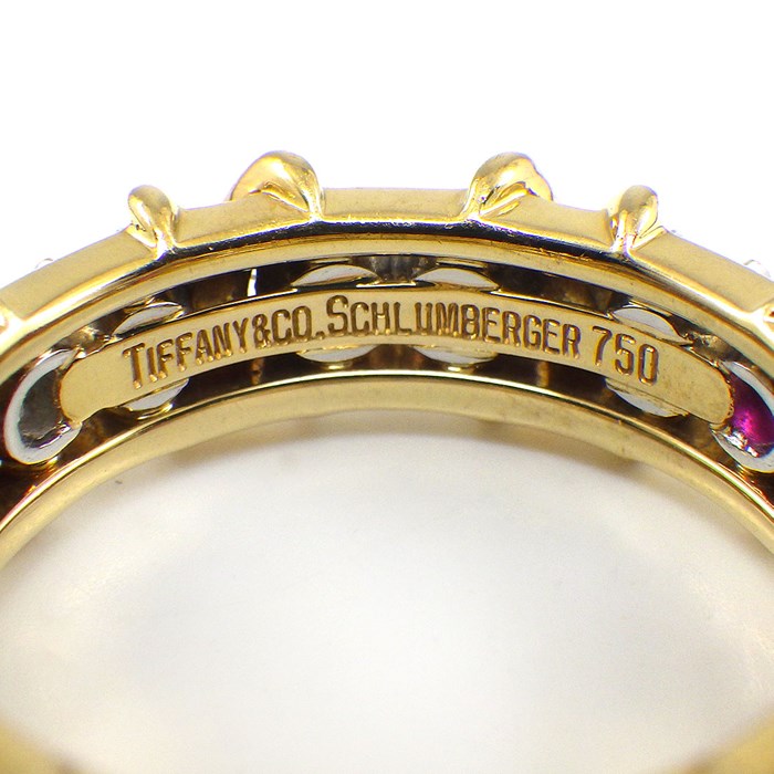 ティファニー Tiffany & Co. リング ジャン シュランバージェ 16ストーン 60696721 X 8ポイント ルビー 0.65ct 8ポイント ダイヤモンド 0.57ct K18YG PT950 11.5号 【中古】