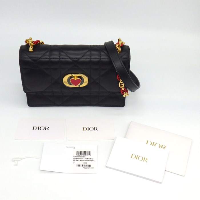 ディオール Dior ショルダーバッグ ミス カロ ミニバッグ S5169UBWO_M900 ブラック レッド マクロカナージュラムスキン 【中古】