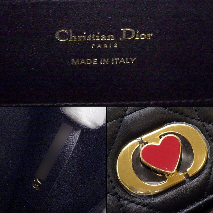 ディオール Dior ショルダーバッグ ミス カロ ミニバッグ S5169UBWO_M900 ブラック レッド マクロカナージュラムスキン 【中古】