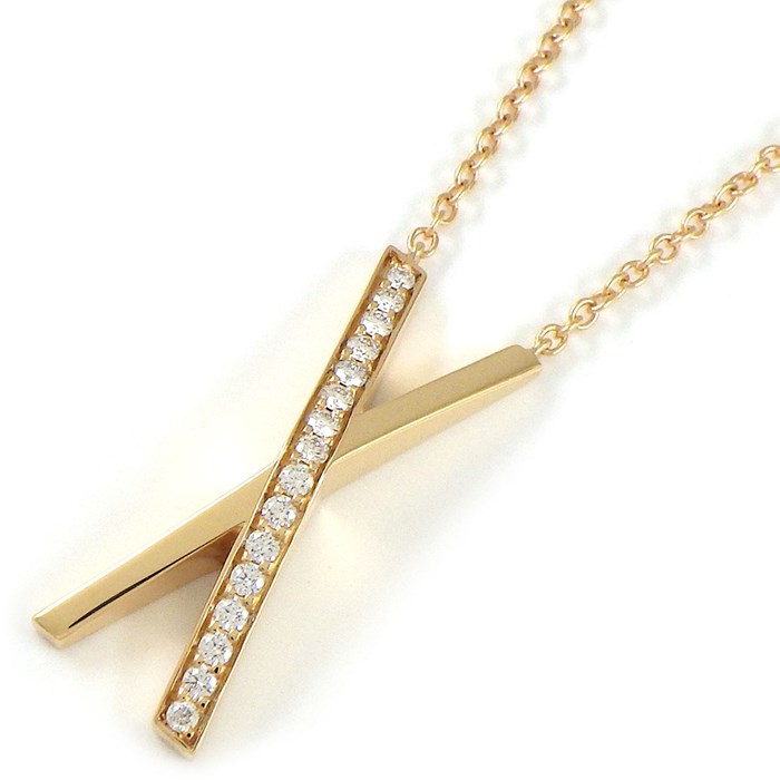 ティファニー Tiffany & Co. ネックレス アトラス クロス X ダイヤモンド 計0.19ct K18PG 【中古】