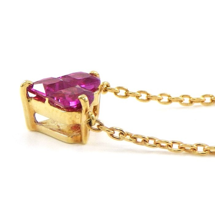 【スタージュエリー STAR JEWELRY】ネックレス ミステリアス ハート ミステリーセッティング 3ポイント プリンセスカット ルビー 0.50ct K18YG 