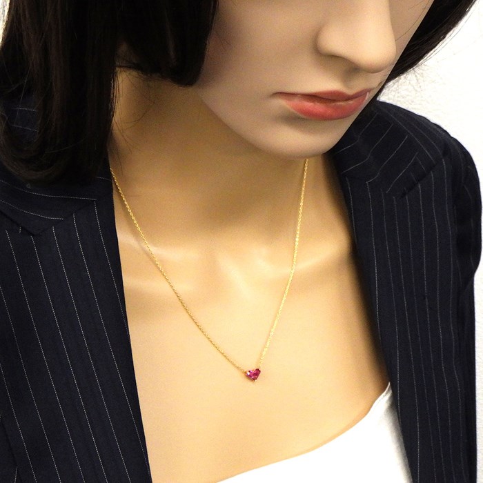 【スタージュエリー STAR JEWELRY】ネックレス ミステリアス ハート ミステリーセッティング 3ポイント プリンセスカット ルビー 0.50ct K18YG 