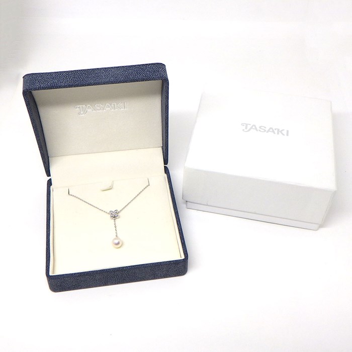 タサキ 田崎真珠 TASAKI ネックレス フラワーモチーフ スウィング ドロップ 1ポイント パール 6.5mm珠 K18WG 【中古】