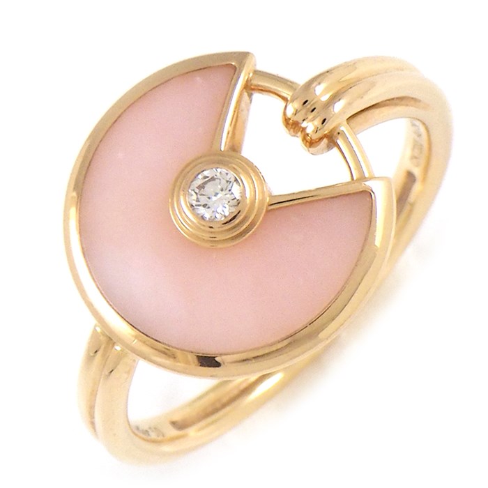 カルティエ Cartier リング アミュレット ラウンド サークル ピンク オパール 1ポイント ダイヤモンド K18PG 10号 / #50 【中古】