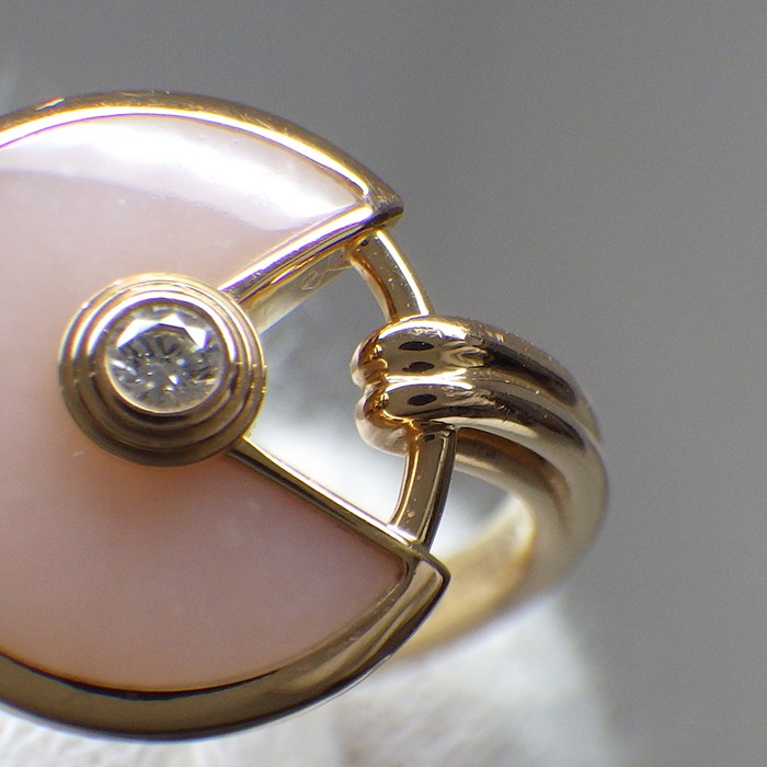 カルティエ Cartier リング アミュレット ラウンド サークル ピンク オパール 1ポイント ダイヤモンド K18PG 10号 / #50 【中古】