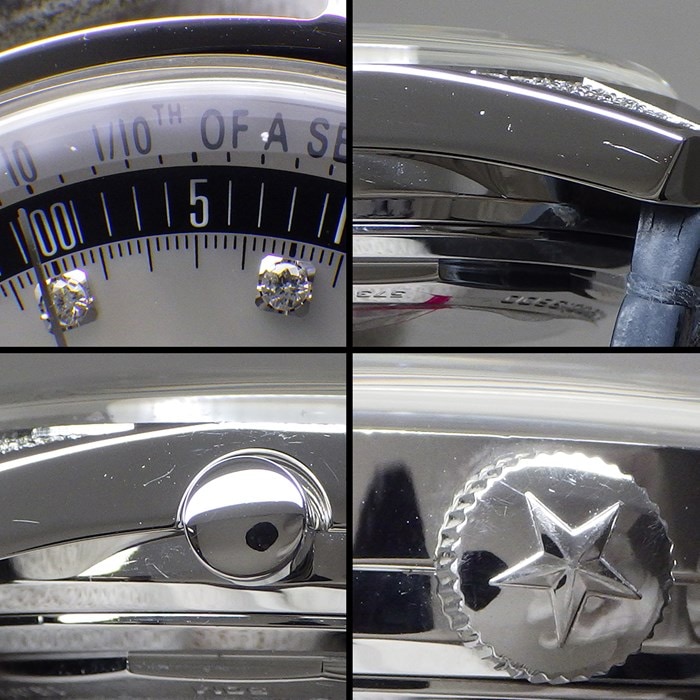 ゼニス ZENITH 腕時計 クロノマスター オリジナル 38mm 16.3200.3600/02.C907 573003 デイト クロノグラフ スモールセコンド 裏スケ 夜光針 9ポイント ダイヤインデックス ダイヤラグ ホワイト/ブルー シェル文字盤 SS レザーベルト 自動巻き 【中古】