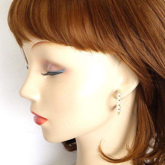 タサキ 田崎真珠 TASAKI ピアス フープ デインジャー トライブ EC-3780-18KYG 淡水真珠 4.0mm珠 K18YG 【箱・保付き】 【中古】