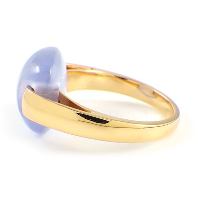 サルヴァトーレ・フェラガモ Salvatore Ferragamo リング カボションカット ブルーレースアゲート K18PG 13号 【中古】