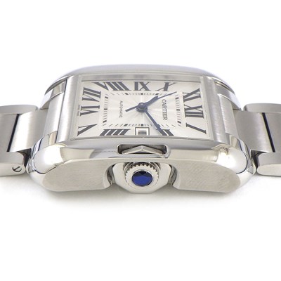 カルティエ Cartier 腕時計 タンク アングレーズ LM W5310009 デイト シルバー ギョーシェ レクタンギュラー文字盤 SS 自動巻き 【中古】 中古)CARTIER カルティエ タンク アングレーズ LM シルバー W5310009