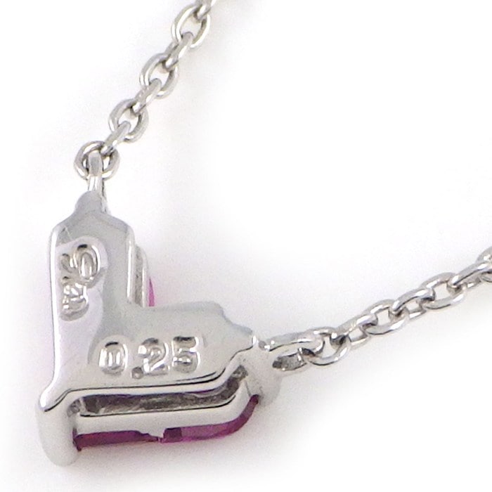 スタージュエリー STAR JEWELRY ネックレス ミステリアスハート 3ポイント プリンセスカット ルビー 計0.25ct K18WG 【箱・保付き】 【中古】
