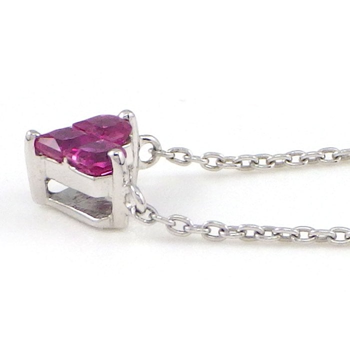 スタージュエリー STAR JEWELRY ネックレス ミステリアスハート 3ポイント プリンセスカット ルビー 計0.25ct K18WG 【箱・保付き】 【中古】