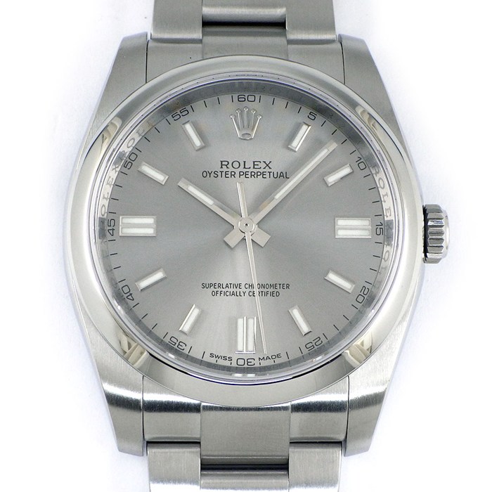 ロレックス Rolex 腕時計 オイスターパーペチュアル 116000 サンレイ グレー文字盤 SS 自動巻き 【箱・保付き】 【中古】