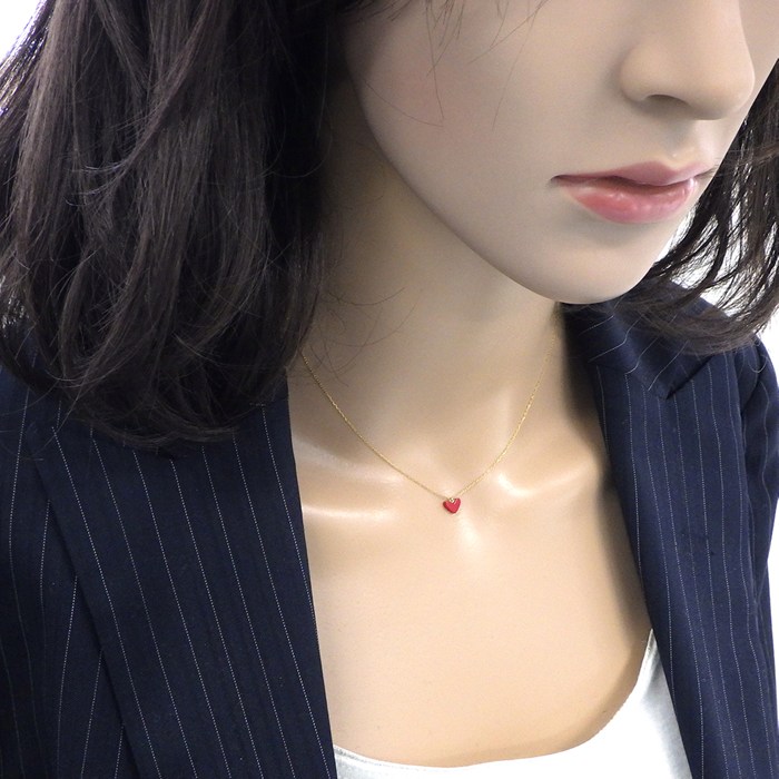 アーカー AHKAH ネックレス ティランハート AB1647010100 レッド 樹脂加工石 K18YG 【中古】