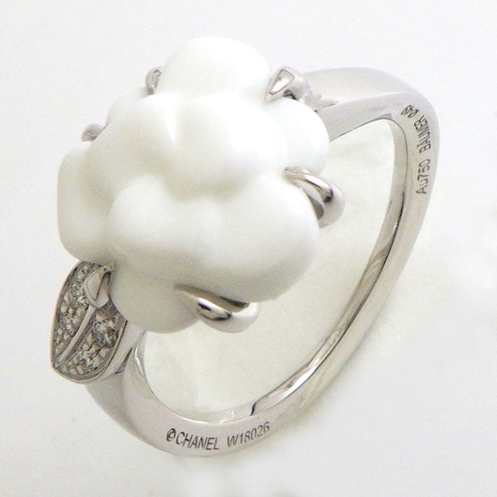 シャネル CHANEL リング カメリア J2939 ホワイト アゲート 