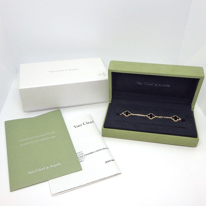 ヴァンクリーフ＆アーペル Van Cleef & Arpels ブレスレット ヴィンテージ アルハンブラ 5モチーフ VCARA41300 オニキス K18YG 【箱・保付き】 【中古】
