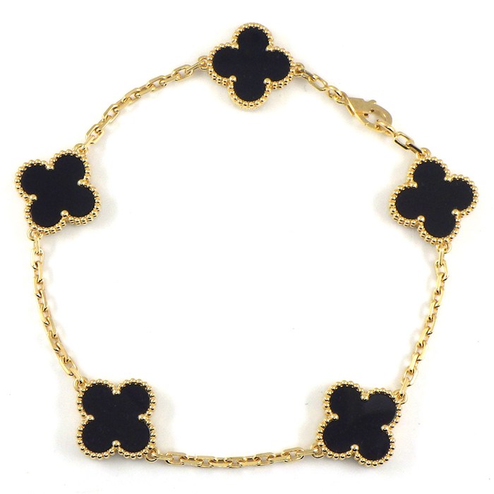 ヴァンクリーフ＆アーペル Van Cleef & Arpels ブレスレット ヴィンテージ アルハンブラ 5モチーフ VCARA41300 オニキス K18YG 【箱・保付き】 【中古】